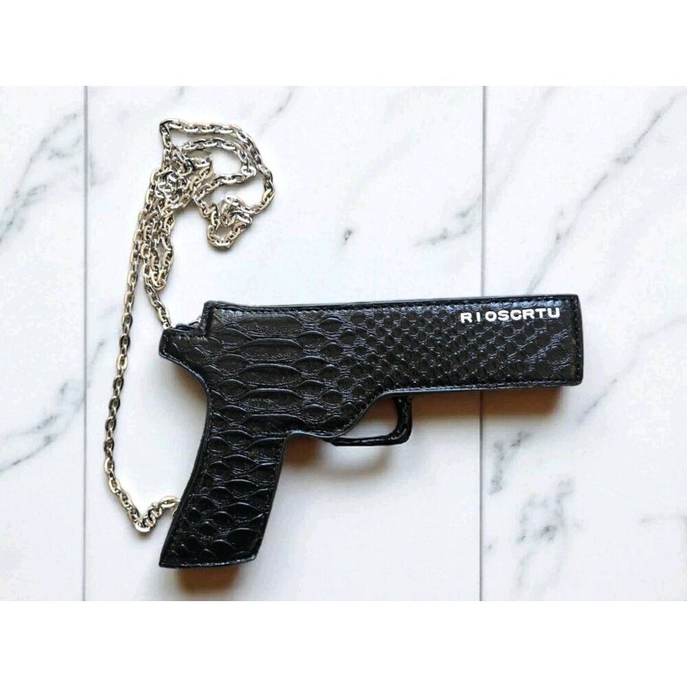New Fashion Black Gun Design Women Purse Gun Shaped Small Messenger Bag